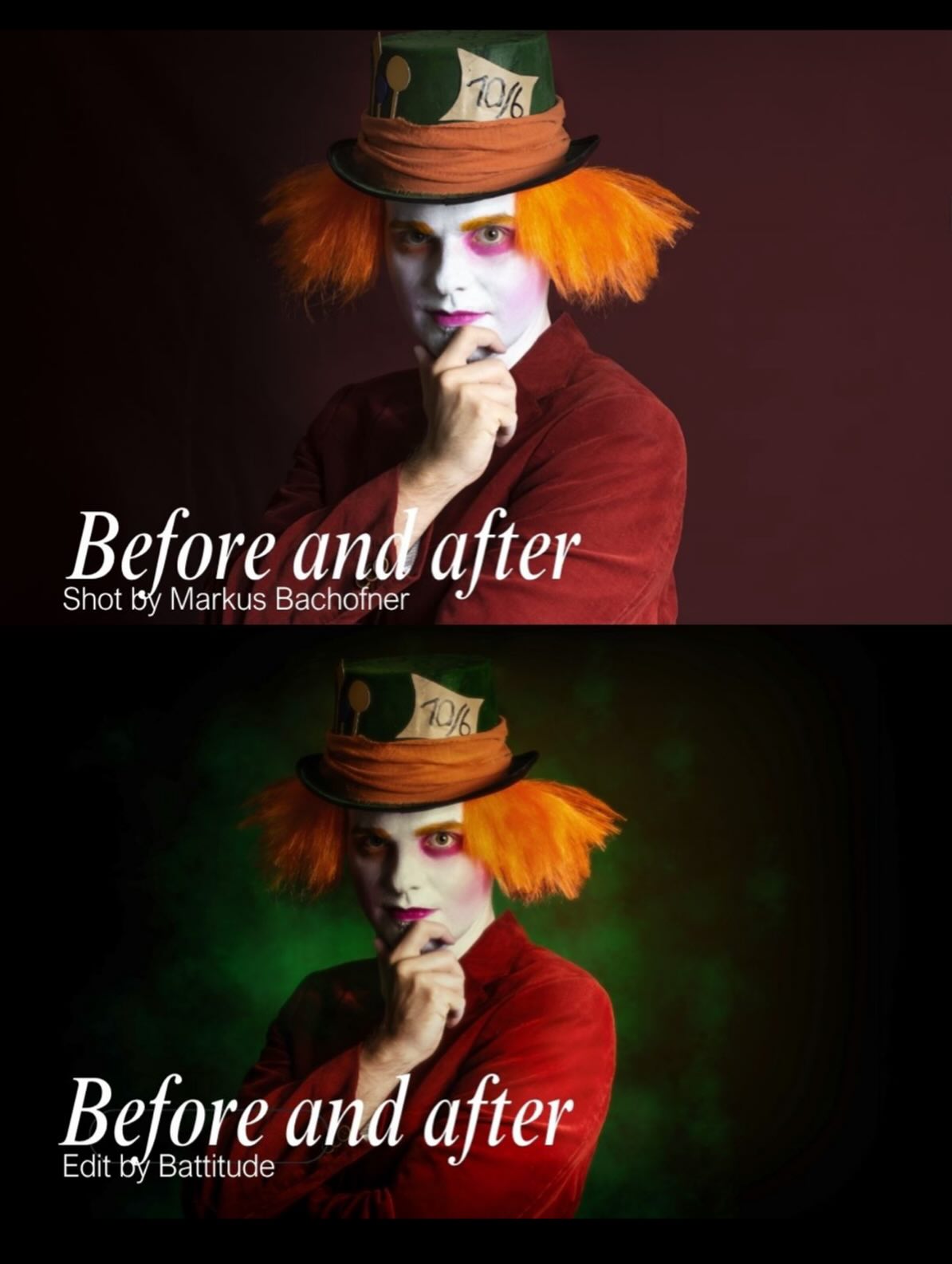 Zur Gaudi mal geschaut wie ich das Selbstportrait von meinem Freund @markus_bachofner bearbeiten würde ☺️📸 Tolles Cosplay Markus! 

#madhatter #cosplayersofaustria #cosplayphotography #aliceinwonderland #retouching